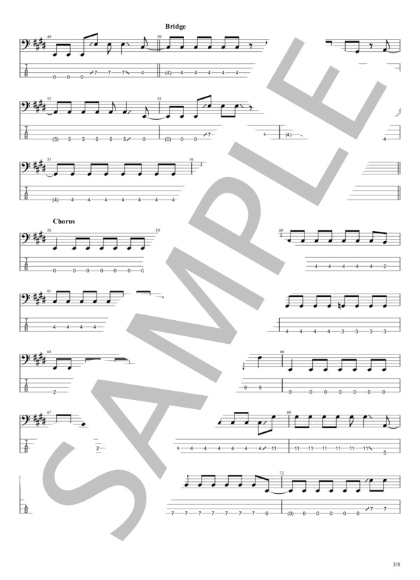 DAY DREAM BEAT (ハンブレッダーズ) / エレキベース 初〜中級 - サンプル譜面 3/5