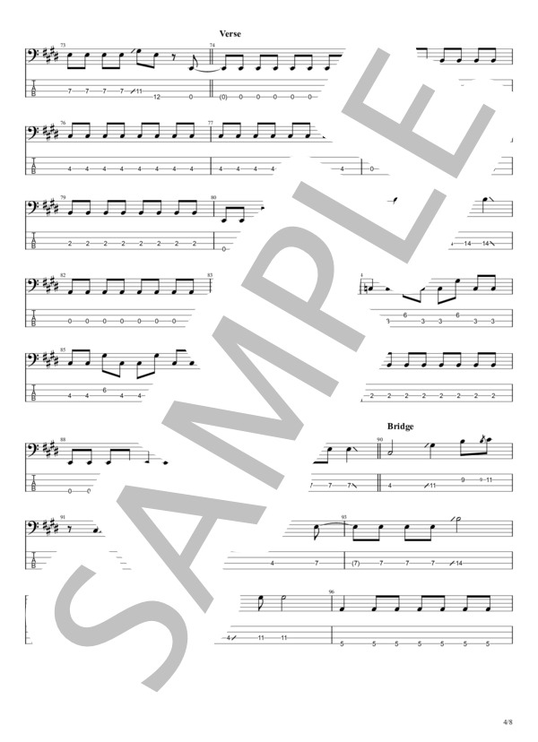 DAY DREAM BEAT (ハンブレッダーズ) / エレキベース 初〜中級 - サンプル譜面 4/5