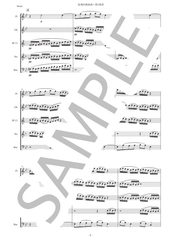 ドビュッシー「弦楽四重奏曲〜第1楽章」木管五重奏版 (クロード・アシル・ドビュッシー) / アンサンブル木管 初〜中級 - サンプル譜面 2/5