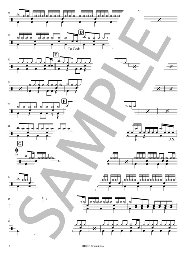 Hurts (Homecomings) / ドラム 初〜中級 - サンプル譜面 2/3