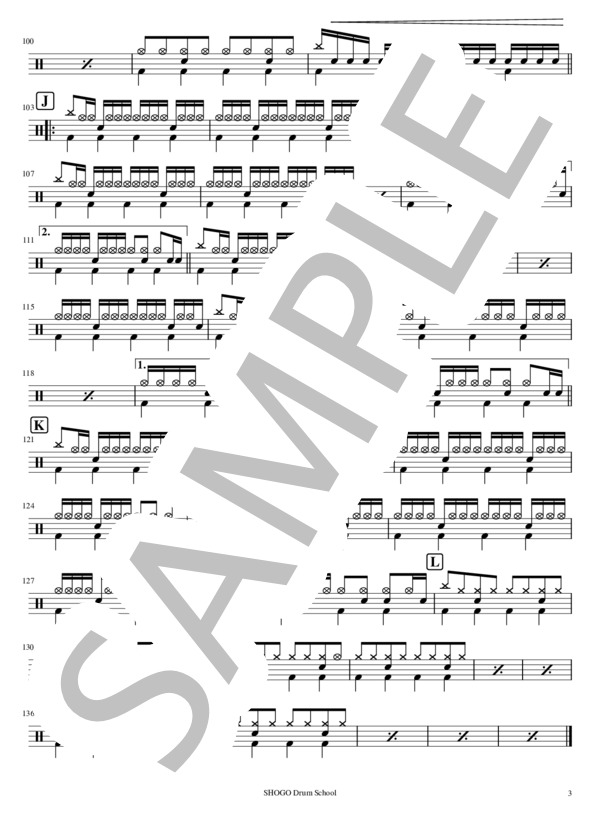 Hurts (Homecomings) / ドラム 初〜中級 - サンプル譜面 3/3