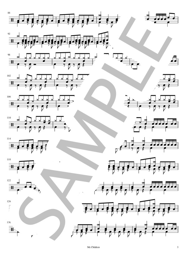 Marshmallow day (Mr.Children) / ドラム 初〜中級 - サンプル譜面 3/4