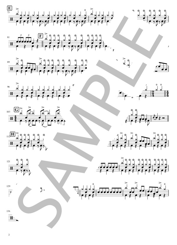 化物 (星野 源) / ドラム 初〜中級 - サンプル譜面 2/3