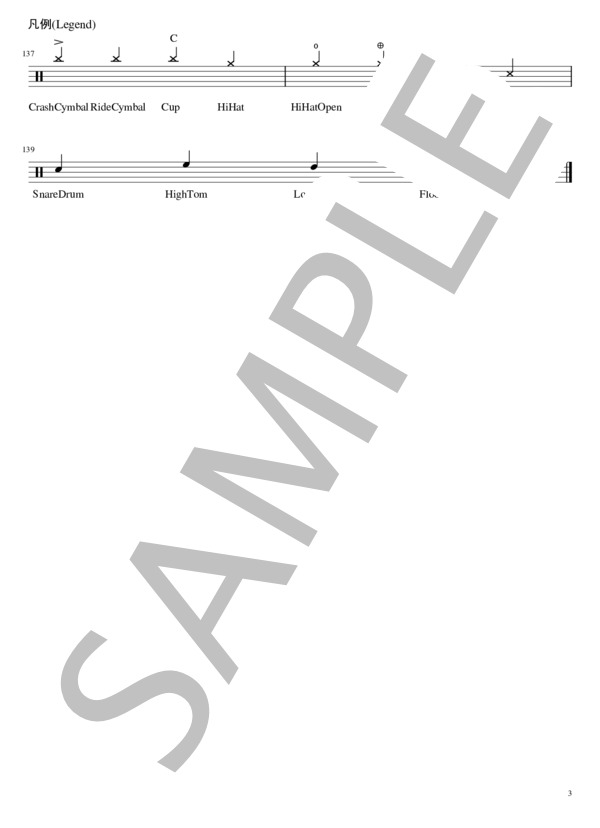 化物 (星野 源) / ドラム 初〜中級 - サンプル譜面 3/3