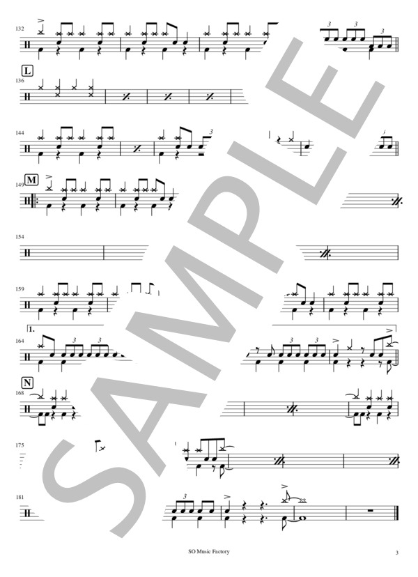 Gang★ (福山 雅治) / ドラム 中級 - サンプル譜面 3/3