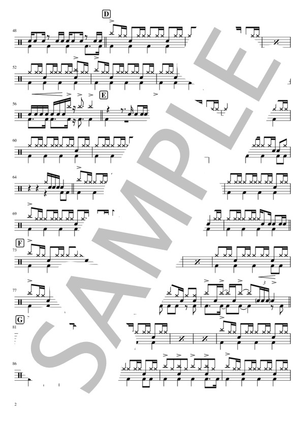 結晶 (NMB48) / ドラム 入門〜初級 - サンプル譜面 2/3