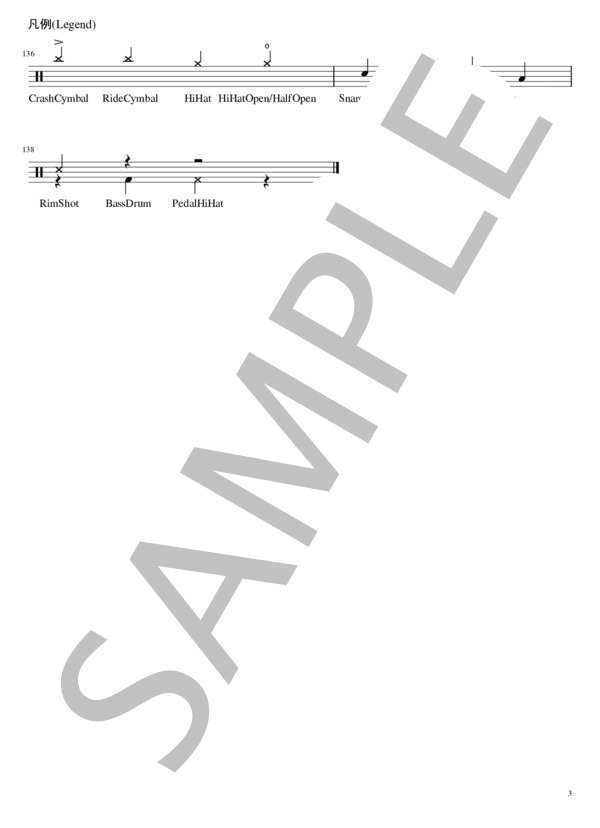 くらべられっ子 (ツユ) / ドラム 中〜上級 - サンプル譜面 3/3