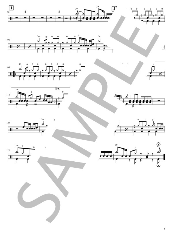 逆さまのLady (三月のパンタシア) / ドラム 初〜中級 - サンプル譜面 3/4