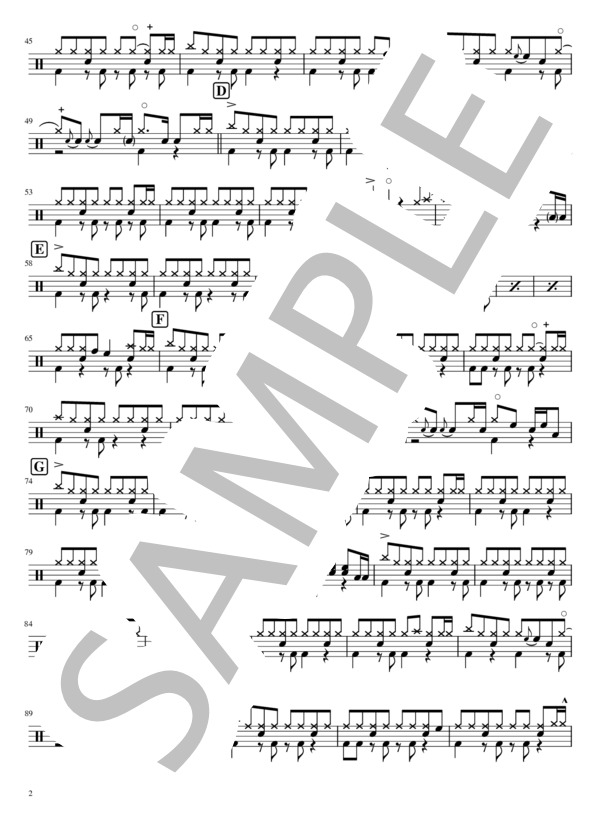 空も飛べるはず (スピッツ) / ドラム 初〜中級 - サンプル譜面 2/3