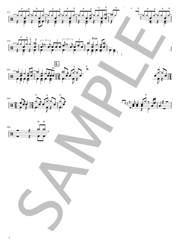 カナリヤ鳴く空 (東京スカパラダイスオーケストラ) / ドラム 中〜上級 - サンプル譜面 4/4