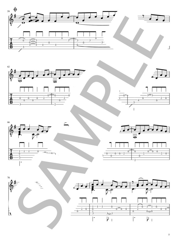 桜坂 (福山 雅治) / ギターソロ 初〜中級 - サンプル譜面 5/5