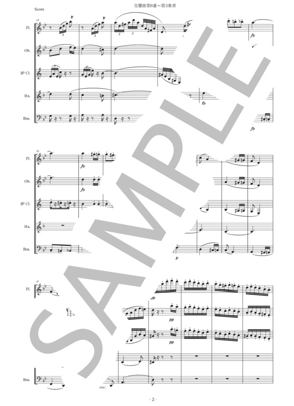 ドヴォルザーク「交響曲第8番〜第3楽章」木管五重奏版 (アントニン・ドヴォルザーク) / アンサンブル木管 初〜中級 - サンプル譜面 2/5