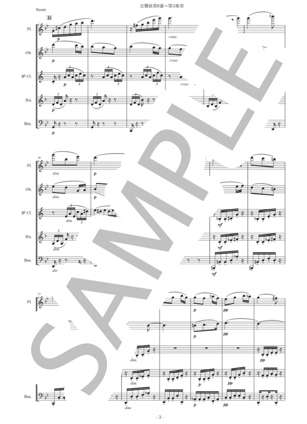 ドヴォルザーク「交響曲第8番〜第3楽章」木管五重奏版 (アントニン・ドヴォルザーク) / アンサンブル木管 初〜中級 - サンプル譜面 3/5