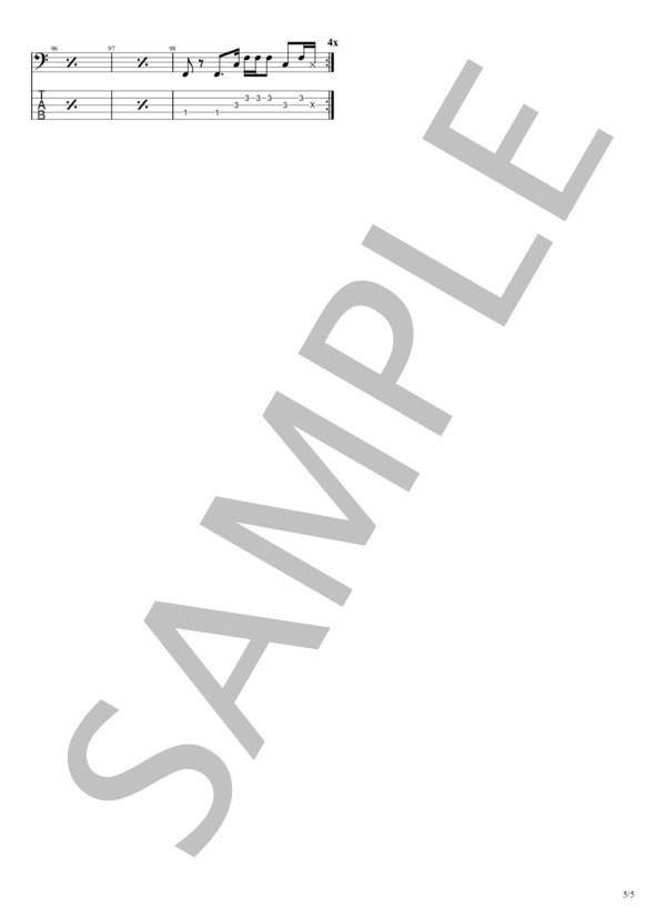 笑顔の行方 (DREAMS COME TRUE) / エレキベース 中級 - サンプル譜面 5/5