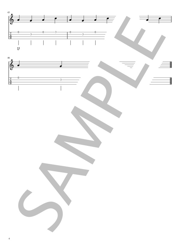 夏祭り メロディタブ譜(1本弾きVer) (Whiteberry) / ウクレレソロ 初級 - サンプル譜面 4/4