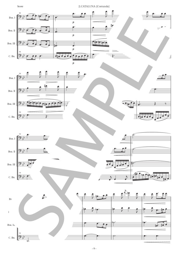 アルベニス「カタルーニャ（コランダ）」バスーン四重奏版 (イサーク・アルベニス) / ファゴット 初〜中級 - サンプル譜面 3/5