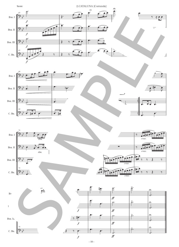 アルベニス「カタルーニャ（コランダ）」バスーン四重奏版 (イサーク・アルベニス) / ファゴット 初〜中級 - サンプル譜面 4/5