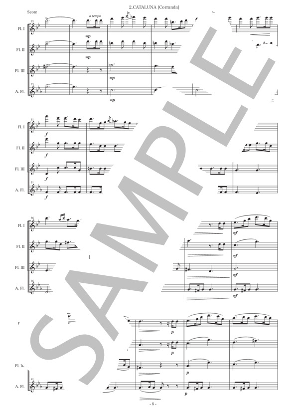 アルベニス「カタルーニャ（コランダ）」フルート四重奏版 (イサーク・アルベニス) / 初〜中級 - サンプル譜面 2/5
