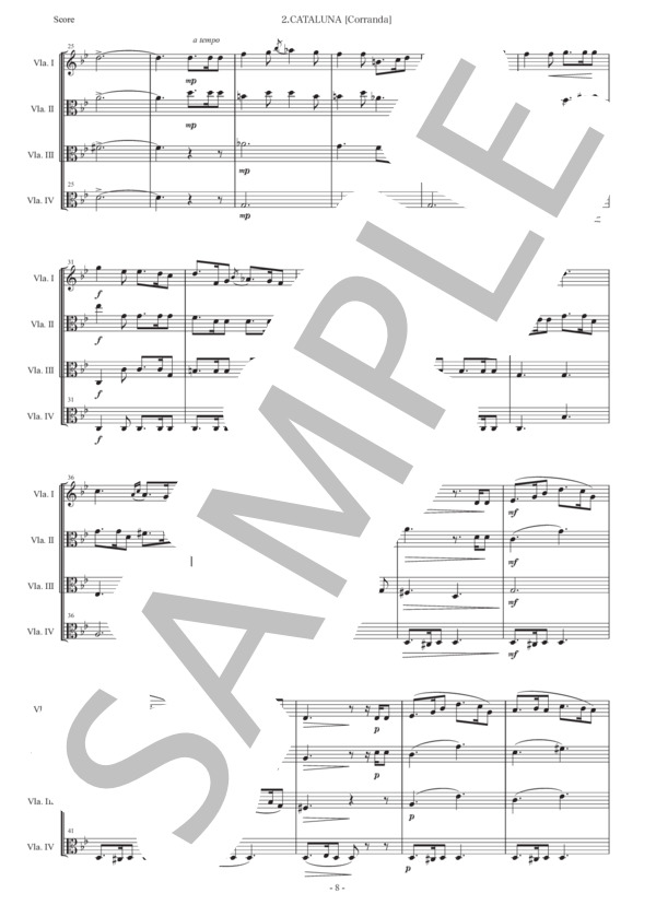 アルベニス「カタルーニャ（コランダ）」ヴィオラ四重奏版 (イサーク・アルベニス) / 初〜中級 - サンプル譜面 2/5