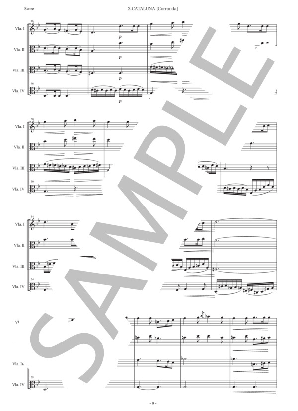 アルベニス「カタルーニャ（コランダ）」ヴィオラ四重奏版 (イサーク・アルベニス) / 初〜中級 - サンプル譜面 3/5