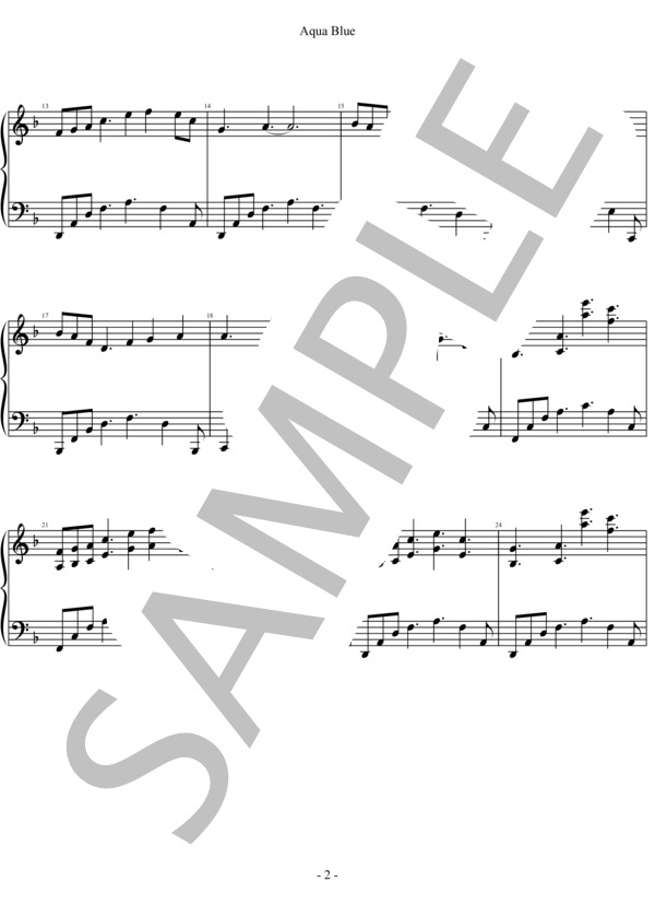 AquaBlue (小野 史弥) / ピアノソロ 初〜中級 - サンプル譜面 2/5