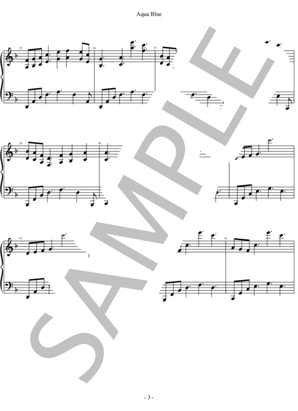 AquaBlue (小野 史弥) / ピアノソロ 初〜中級 - サンプル譜面 3/5