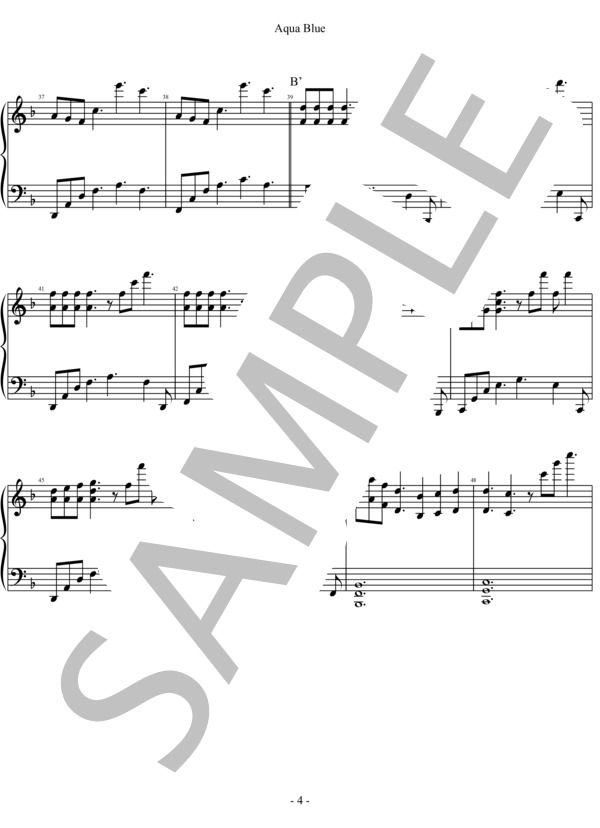 AquaBlue (小野 史弥) / ピアノソロ 初〜中級 - サンプル譜面 4/5
