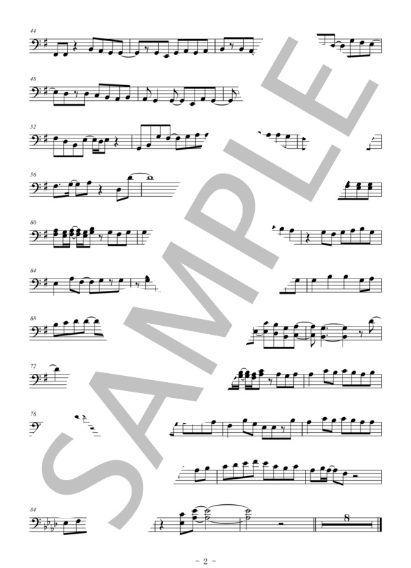 First Love(メロディー譜:ファゴット） (宇多田 ヒカル) / 中〜上級 - サンプル譜面 2/2