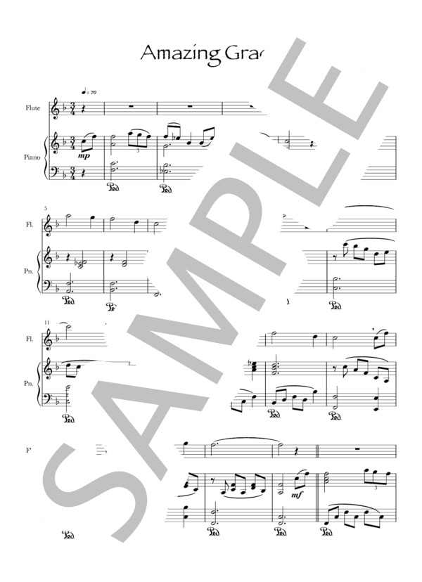 アメイジング・グレイス(Fl&Pf) (（不明）) / フルート 初級 - サンプル譜面 1/5