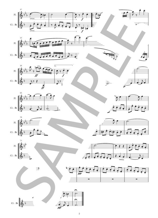 シチリアーノ / O.レスピーギ(Fl&Cl) (オットリーノ・レスピーギ) / アンサンブル木管 中級 - サンプル譜面 2/2