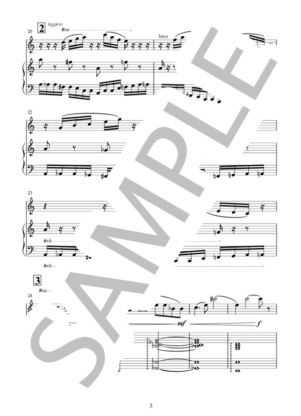 山田浩貴 - フルートとピアノのためのソナタ（フルートソナタ）初版, スコア＋パート譜  YAMADA Hiroki - Sonata for Flute and Piano (Flute Sonata) 1st edition Score+Part (山田 浩貴) / アンサンブルピアノ＋他楽器 中〜上級 - サンプル譜面 3/5