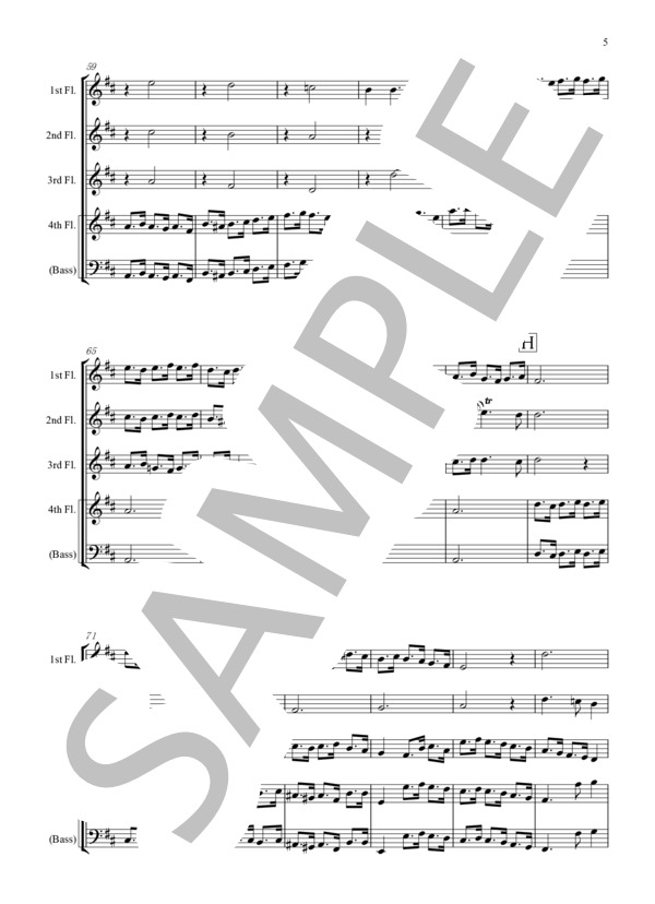 ファンタジア、グラウンド上の3声 Z.731(フルート四重奏) / パーセル (ヘンリー・パーセル) / 中級 - サンプル譜面 5/5