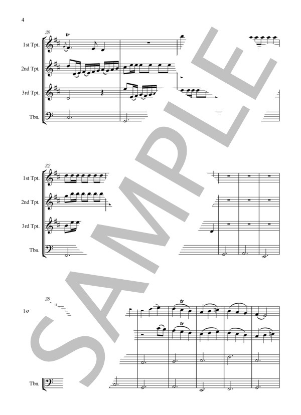 ファンタジア、グラウンド上の3声 Z.731(3本のトランペットとトロンボーンのための) / パーセル (ヘンリー・パーセル) / アンサンブル金管 中級 - サンプル譜面 4/5