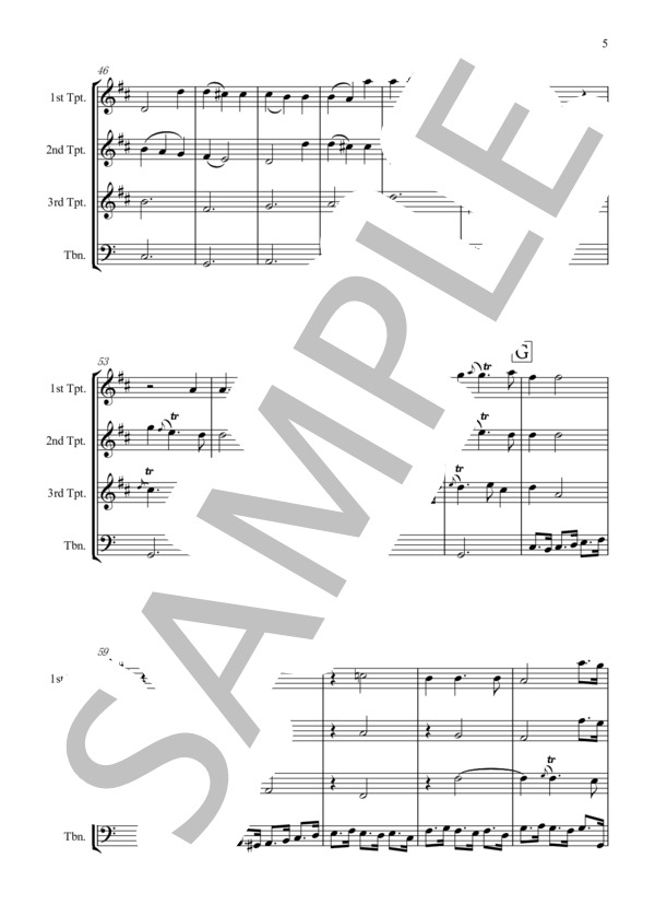 ファンタジア、グラウンド上の3声 Z.731(3本のトランペットとトロンボーンのための) / パーセル (ヘンリー・パーセル) / アンサンブル金管 中級 - サンプル譜面 5/5