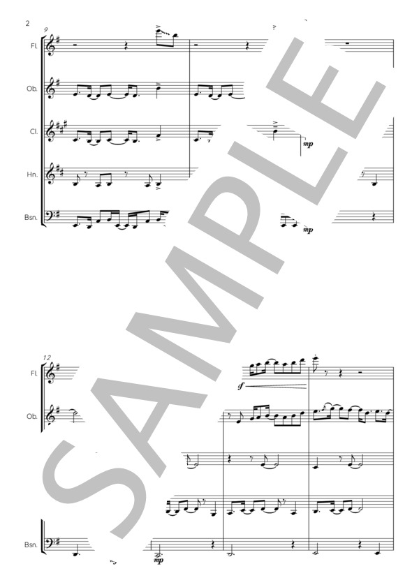 紅蓮華 木管五重奏版 (LiSA) / アンサンブル木管 中級 - サンプル譜面 2/5