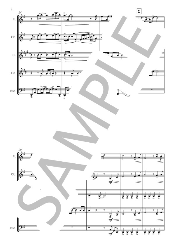 紅蓮華 木管五重奏版 (LiSA) / アンサンブル木管 中級 - サンプル譜面 4/5