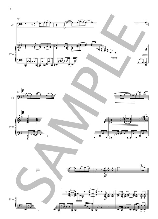 紅蓮華 チェロ・ソロ版 (LiSA) / 中級 - サンプル譜面 4/5