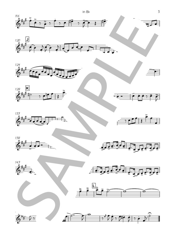 桑田佳祐 / マンピーのG★SPOT メロディ譜(B♭譜-クラリネット、ソプラノサックス、テナーサックス、トランペット他） (サザンオールスターズ) / 初〜中級 - サンプル譜面 3/3