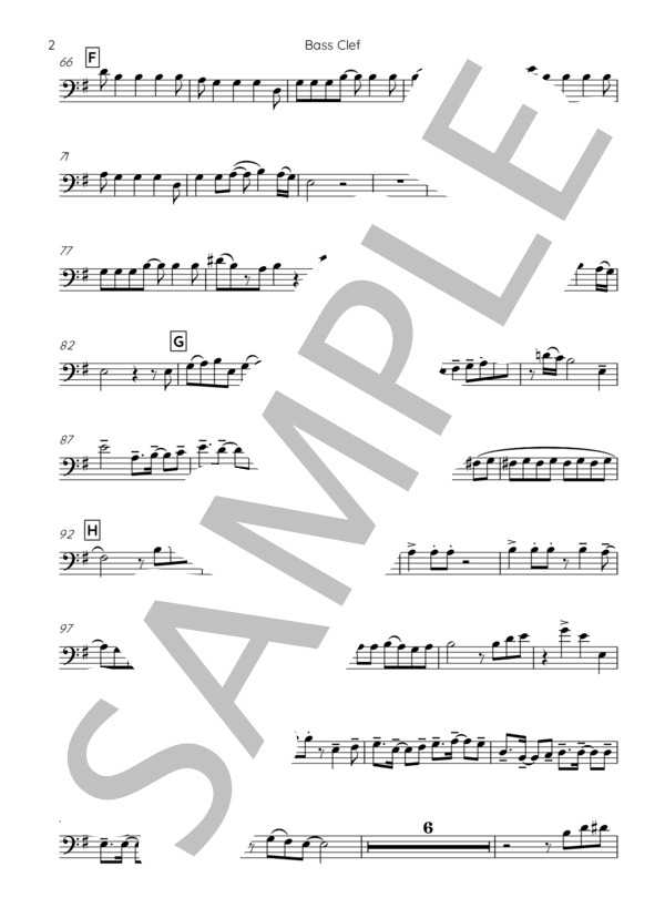 桑田佳祐 / マンピーのG★SPOT メロディ譜（ヘ音記号-チェロ、トロンボーン、ユーフォニアム、チューバ、ファゴット他） (サザンオールスターズ) / 初〜中級 - サンプル譜面 2/3