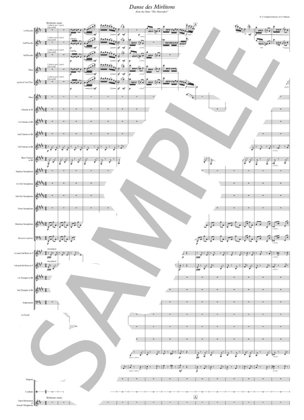 【吹奏楽】葦笛の踊り-バレエ音楽「くるみ割り人形」より / チャイコフスキー (ピョートル・イリイチ・チャイコフスキー) / 吹奏楽全パート 中級 - サンプル譜面 1/5