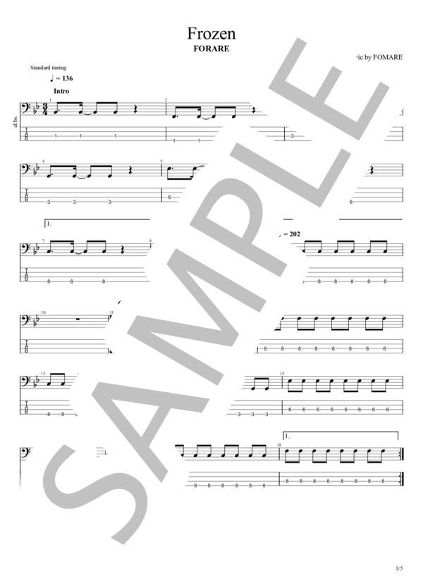 Frozen (FOMARE) / エレキベース 入門〜初級 - サンプル譜面 1/5