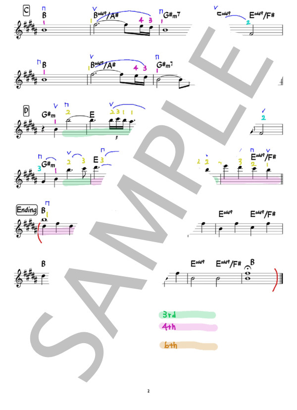 水中花 (安東 フミ) / ヴァイオリン 中級 - サンプル譜面 2/4