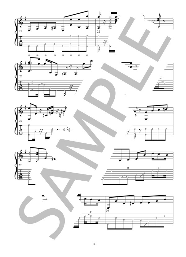 ルパン三世のテーマ'80 アコギソロギターTAB譜   /   演奏&解説動画付（おすすめ） (大野 雄二) / ギターソロ 上級 - サンプル譜面 3/5