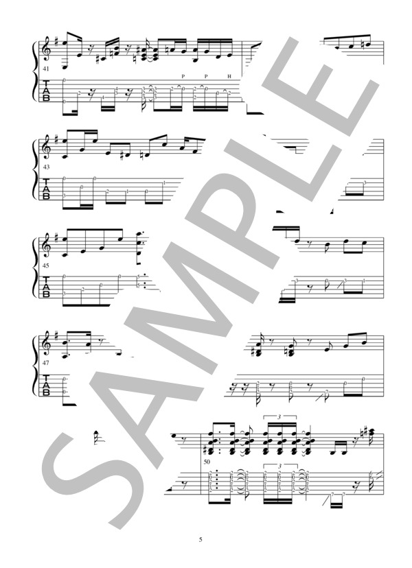 ルパン三世のテーマ'80 アコギソロギターTAB譜   /   演奏&解説動画付（おすすめ） (大野 雄二) / ギターソロ 上級 - サンプル譜面 5/5