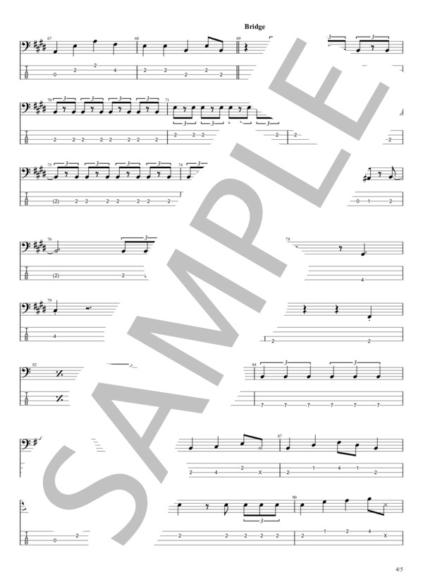 学園天国 (フィンガー5) / エレキベース 初〜中級 - サンプル譜面 4/5