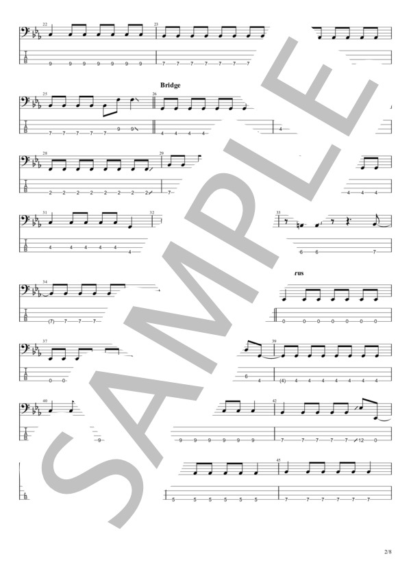 銀河高速 (ハンブレッダーズ) / エレキベース 初〜中級 - サンプル譜面 2/5