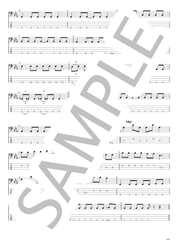 銀河高速 (ハンブレッダーズ) / エレキベース 初〜中級 - サンプル譜面 4/5