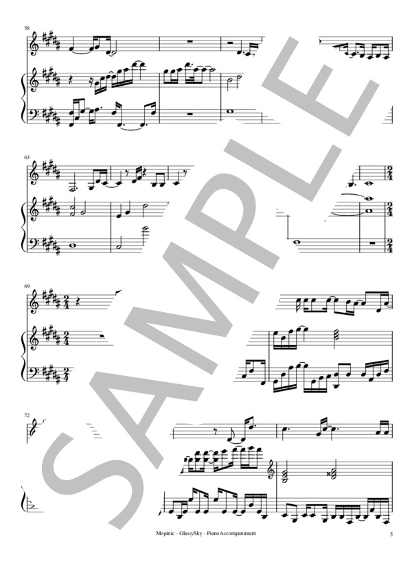 Glassy Sky (Donna・Burke) / ピアノ弾き語り 中〜上級 - サンプル譜面 5/5