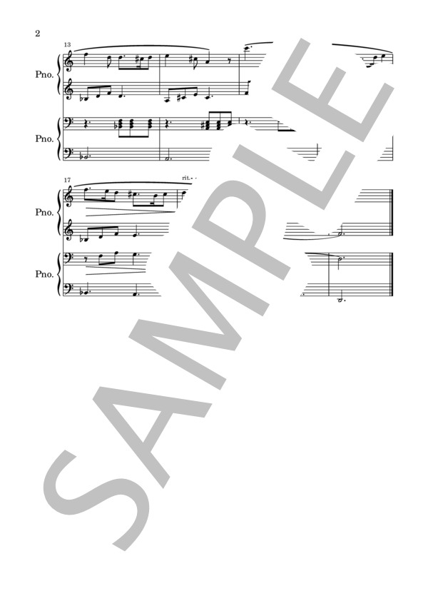 グリーンスリーブス (Traditional) / ピアノ連弾 その他 - サンプル譜面 2/2