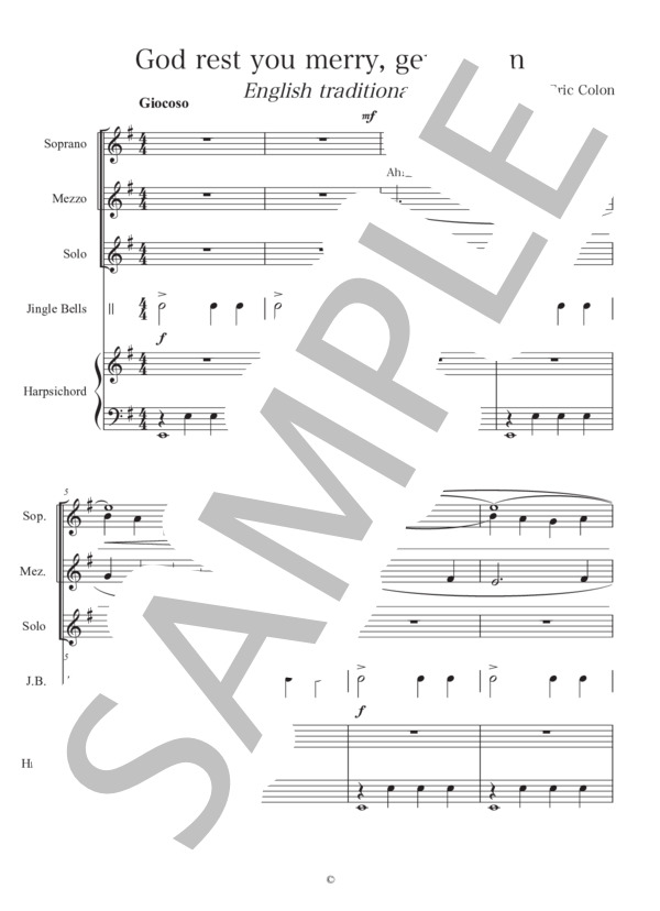 God rest you merry, gentlemen エリックコロン編 イギリス民謡 / 合唱同声3部 初〜中級 - サンプル譜面 1/5